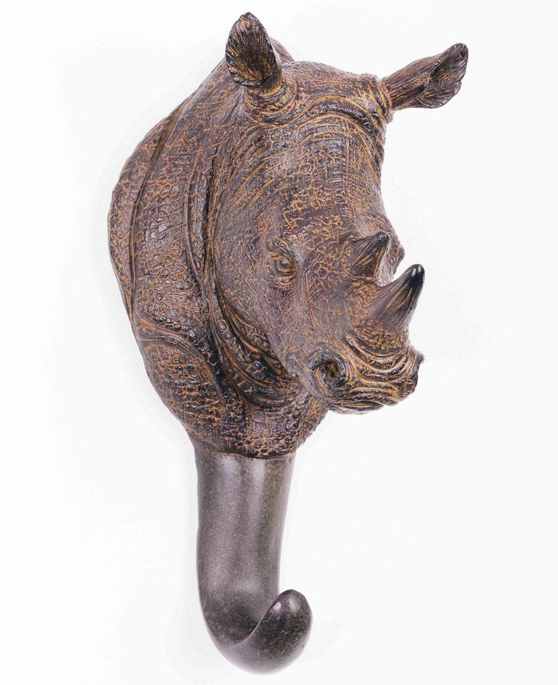 Solid Brass Rhino Head Wall Hanging Hook