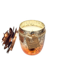 Load image into Gallery viewer, Glass Candle - Copper Camellia Lid